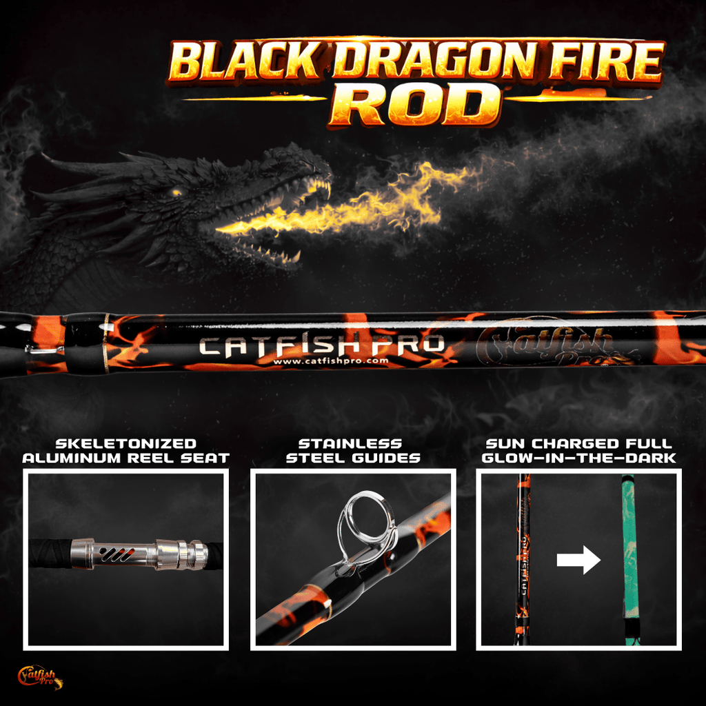 Black Dragon Fire Glow-in-the-Dark Spinning Rod