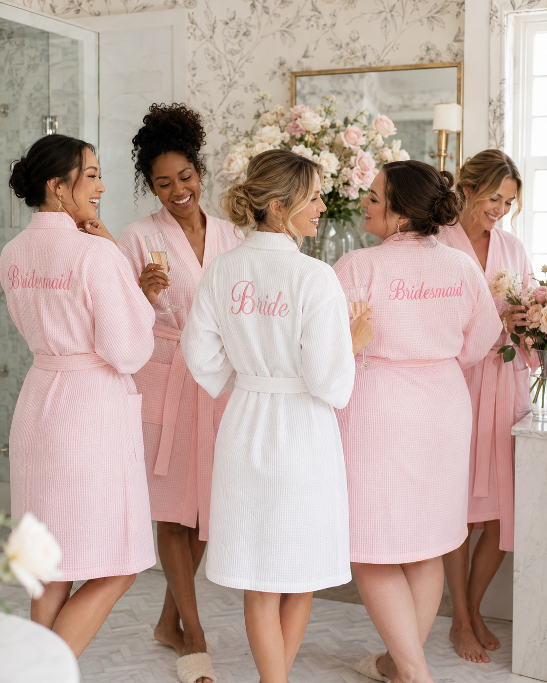 Women’s Knee-Length Waffle Spa Robe