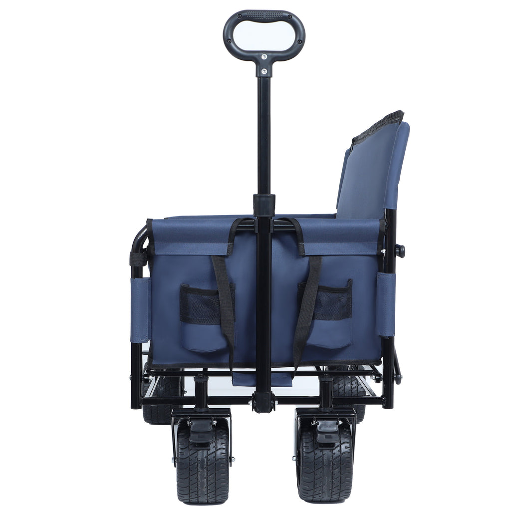 3-in-1 Convertible Folding Wagon Cart with Bench Seat & Storage