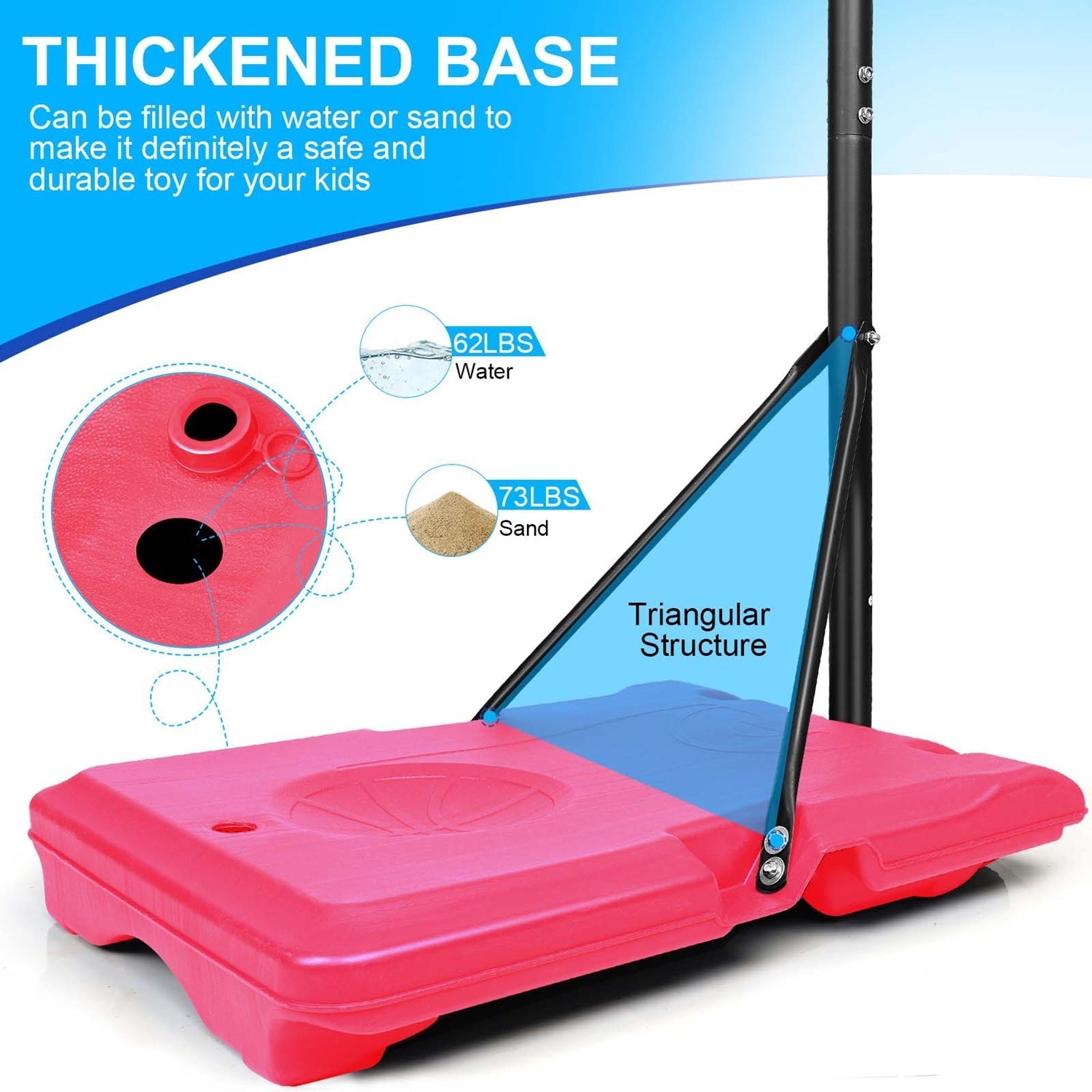 Kids Adjustable Basketball Hoop – Blue or Pink, 5.6–7 ft