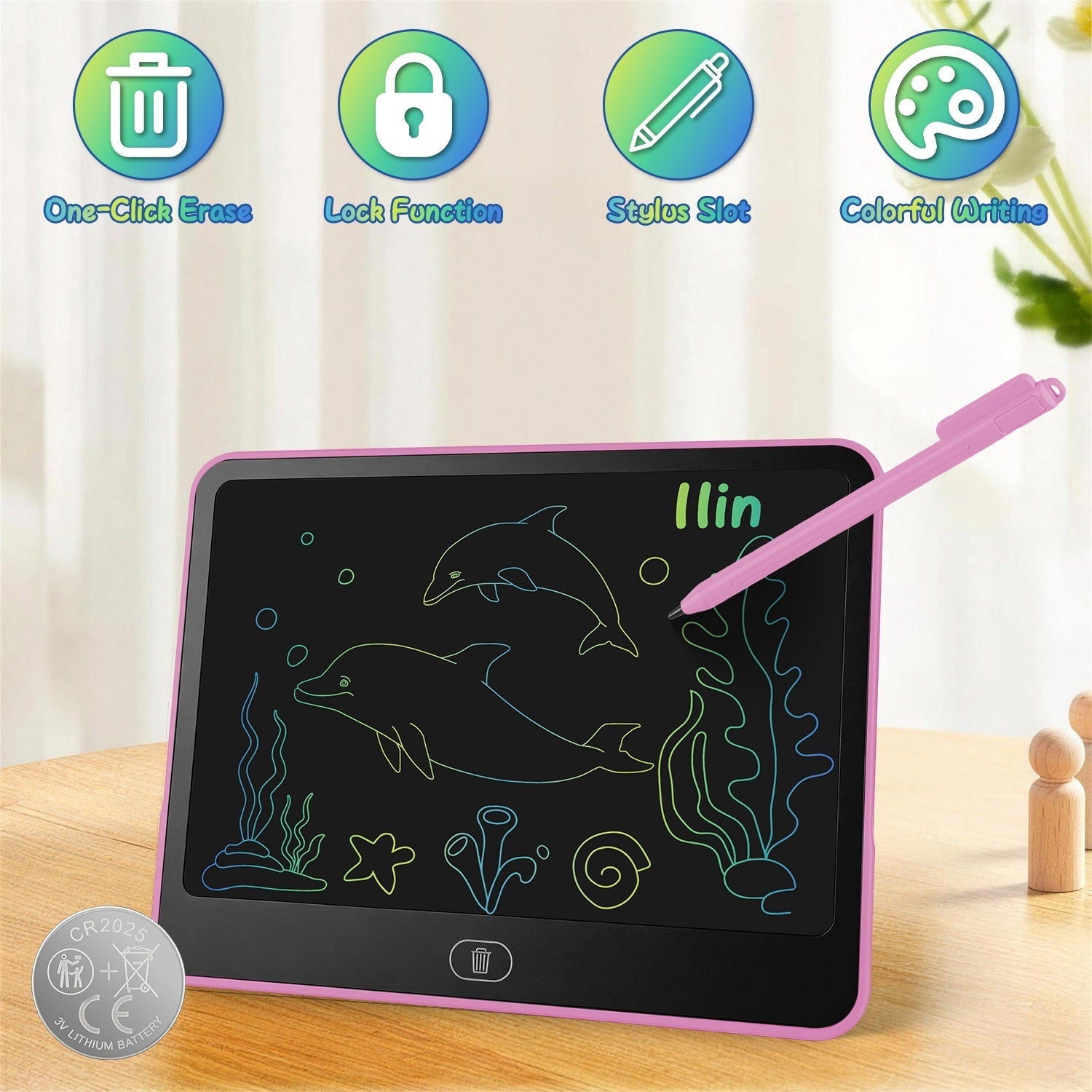 LCD Writing Tablet for Kids with Stylus & Lock Function