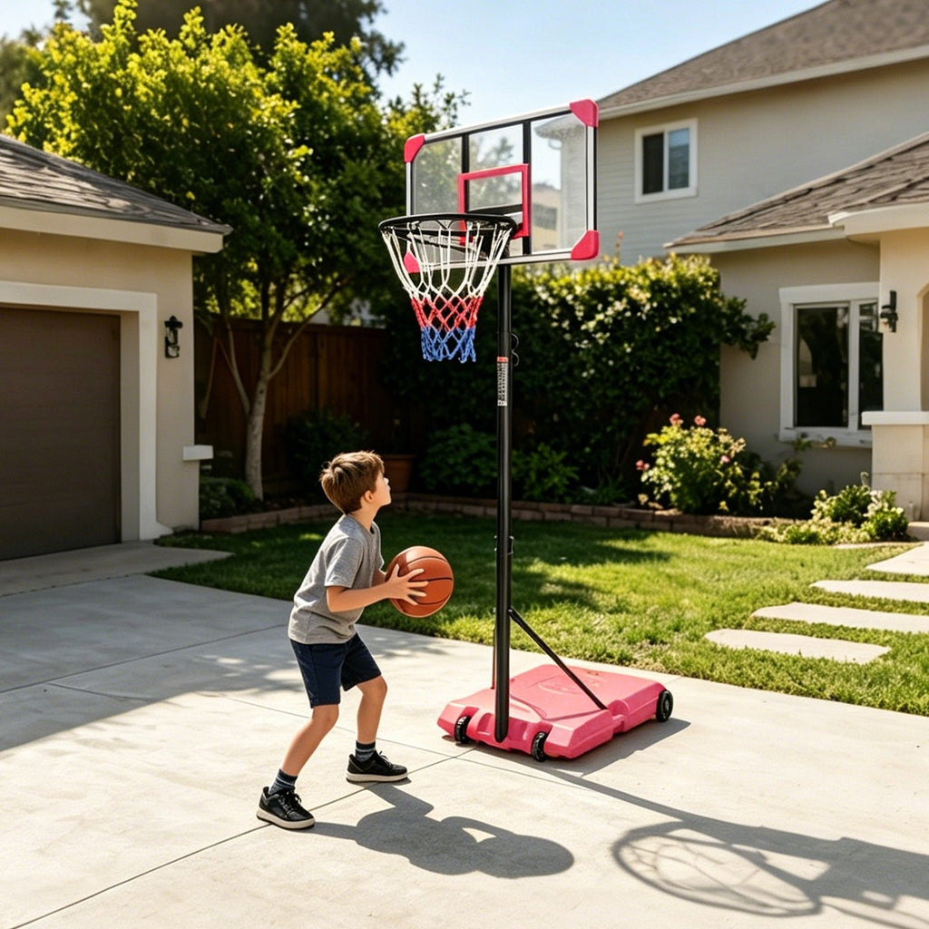 Kids Adjustable Basketball Hoop – Blue or Pink, 5.6–7 ft