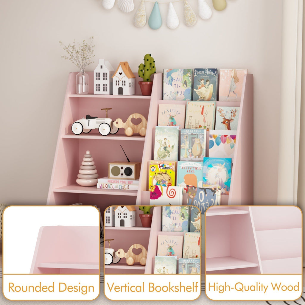 Kids Bookshelf & Toy Organizer – Natural or Pink