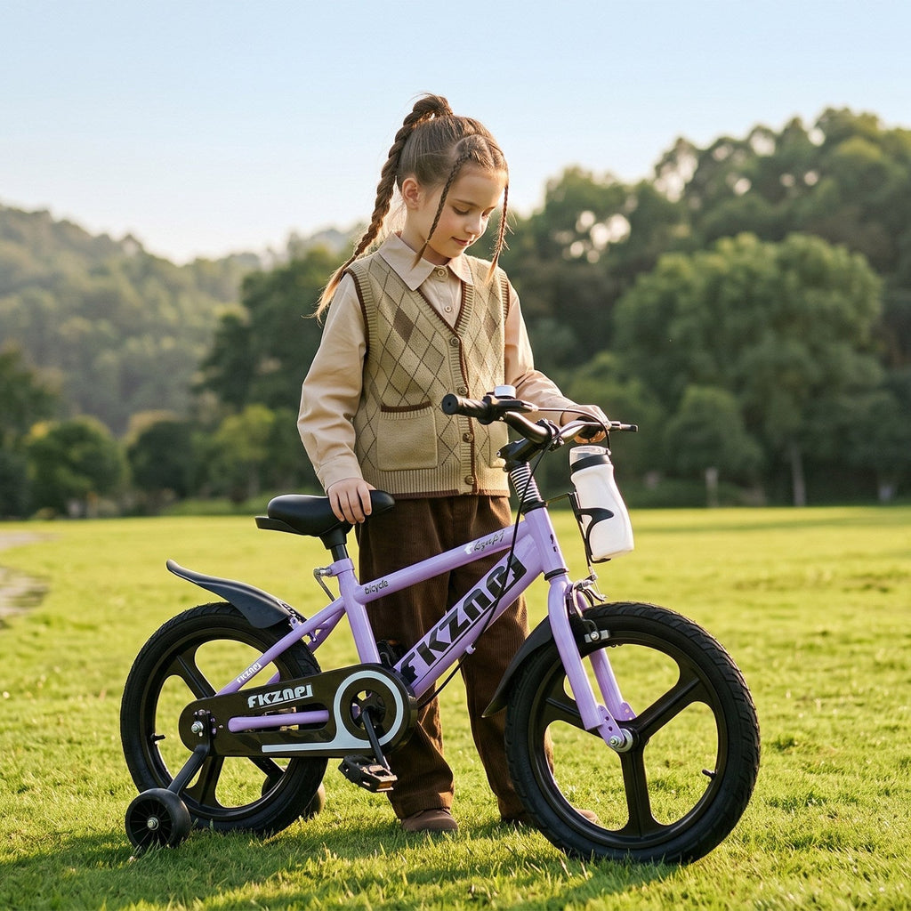 16–18 Inch Kids Bike with Training Wheels – Pink or Purple