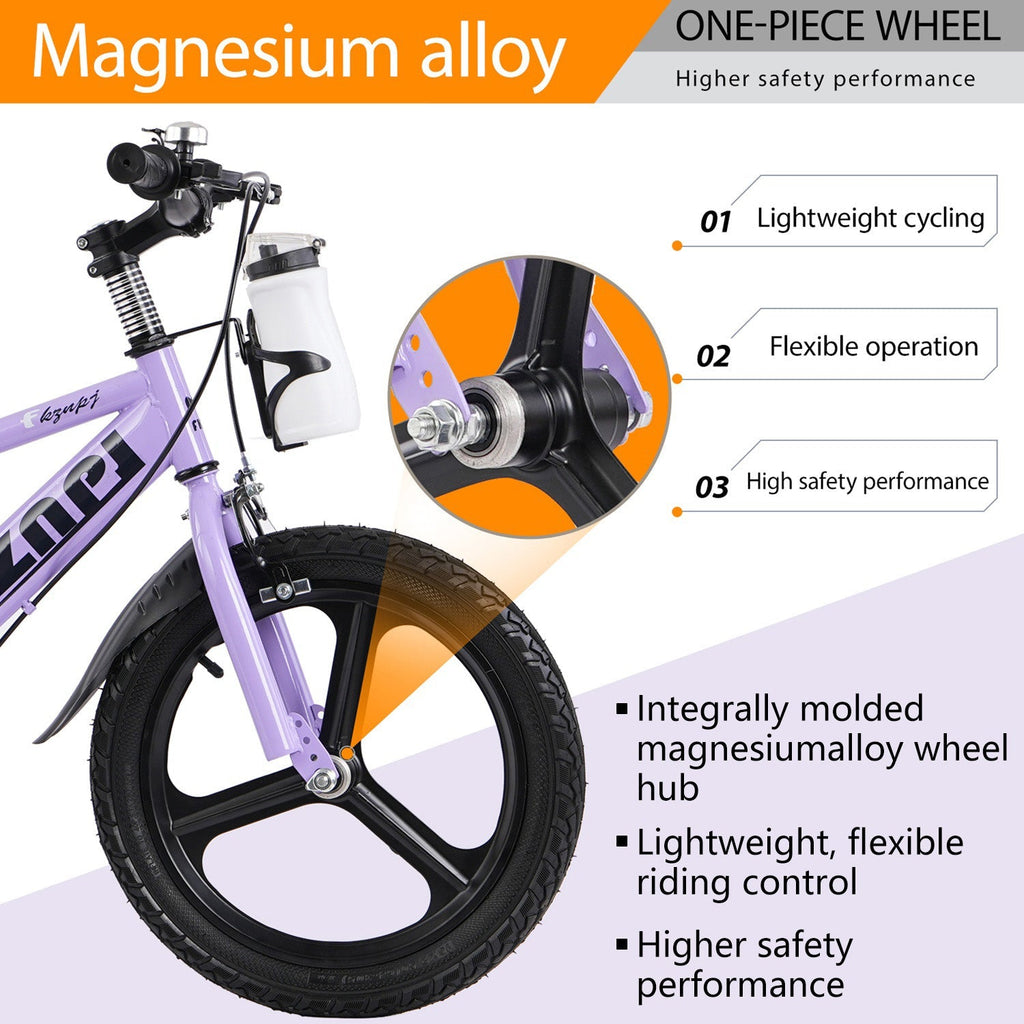16–18 Inch Kids Bike with Training Wheels – Pink or Purple