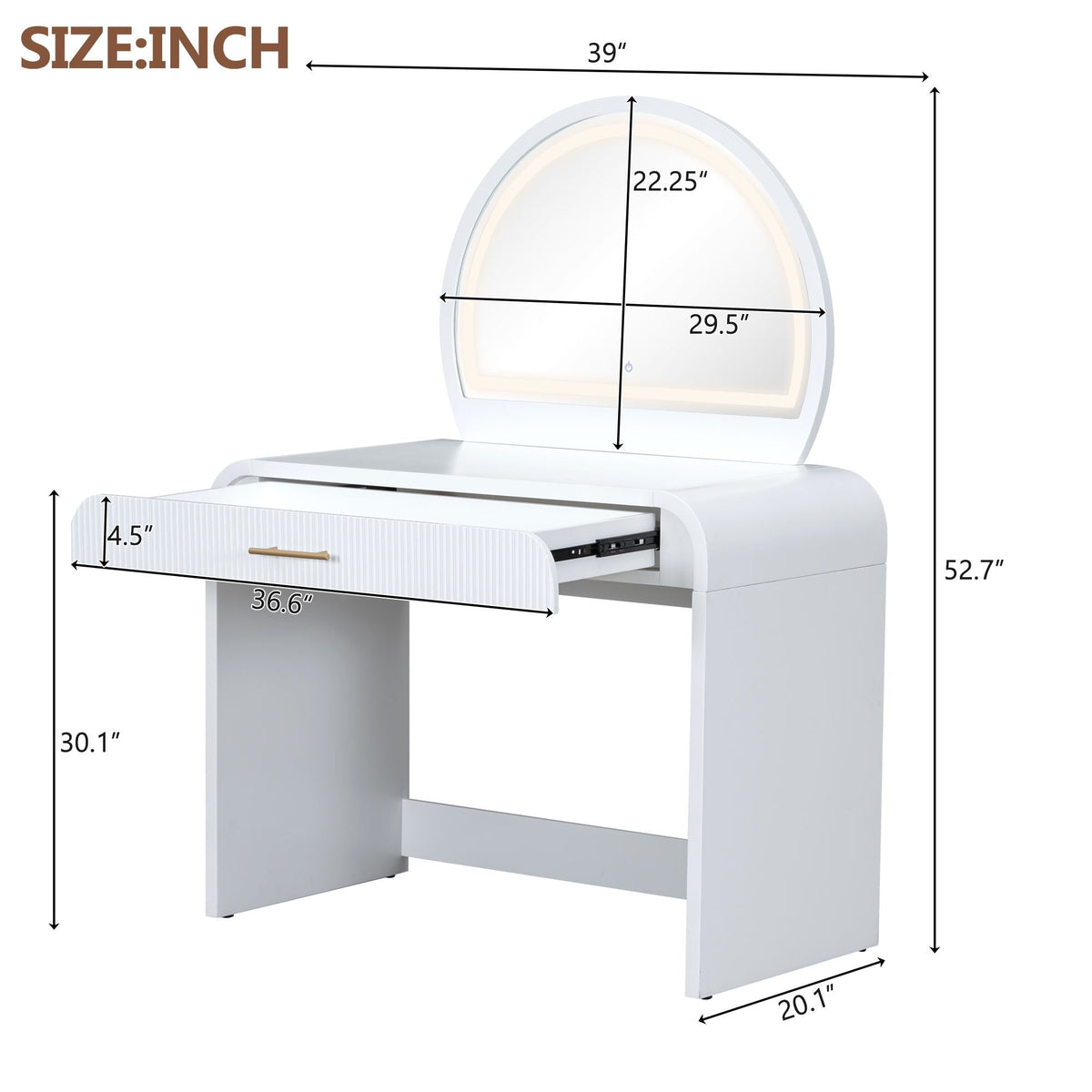 White Makeup Vanity with Touchscreen Lighted Mirror