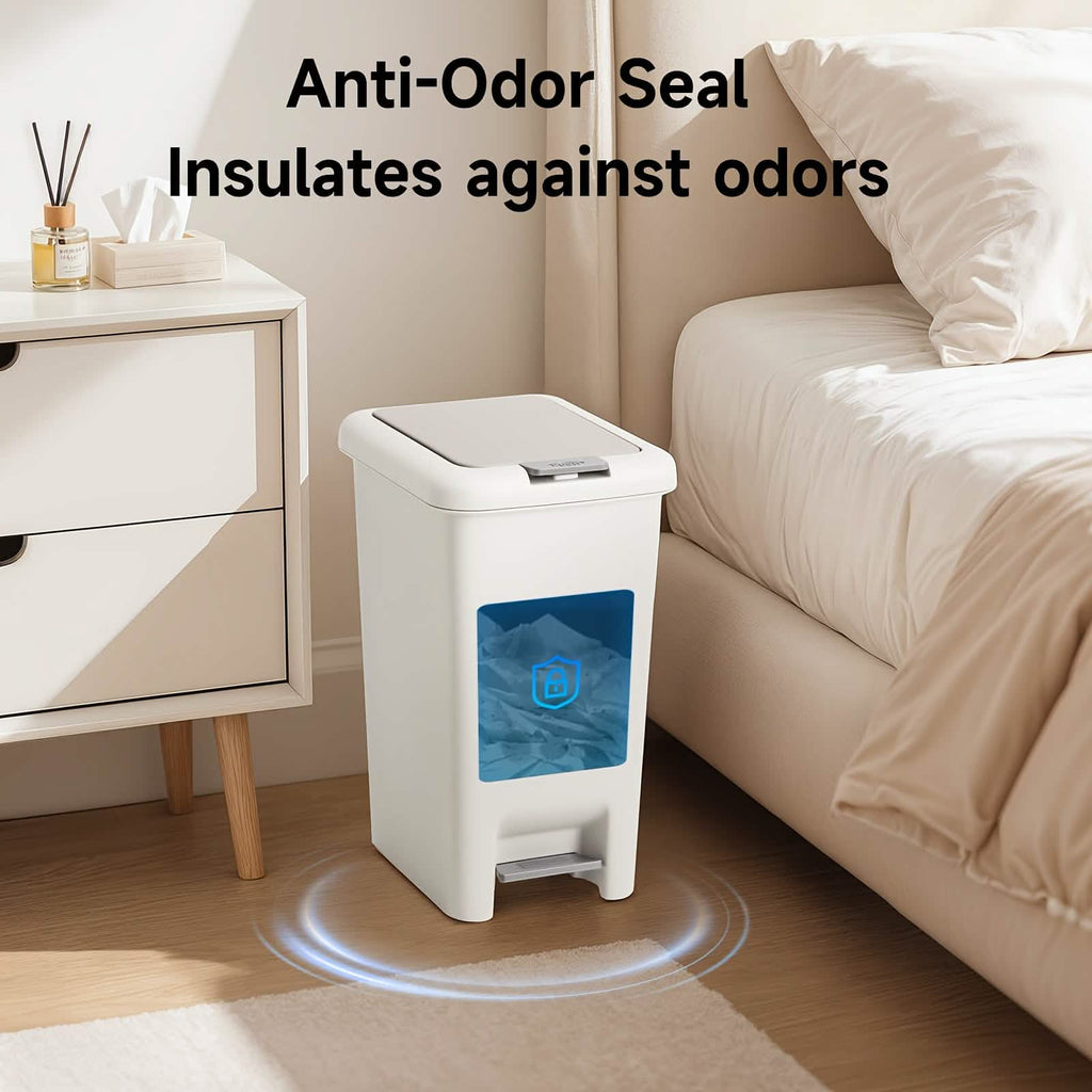 20L Oval Trash Can with Press-Top Lid & Foot Pedal