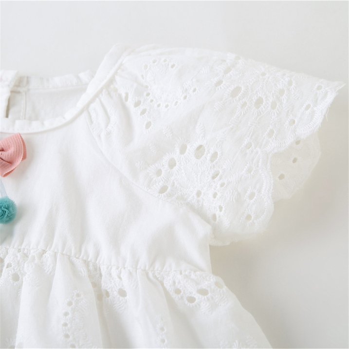 Baby Girl Cotton Romper Dress with Matching Sun Hat