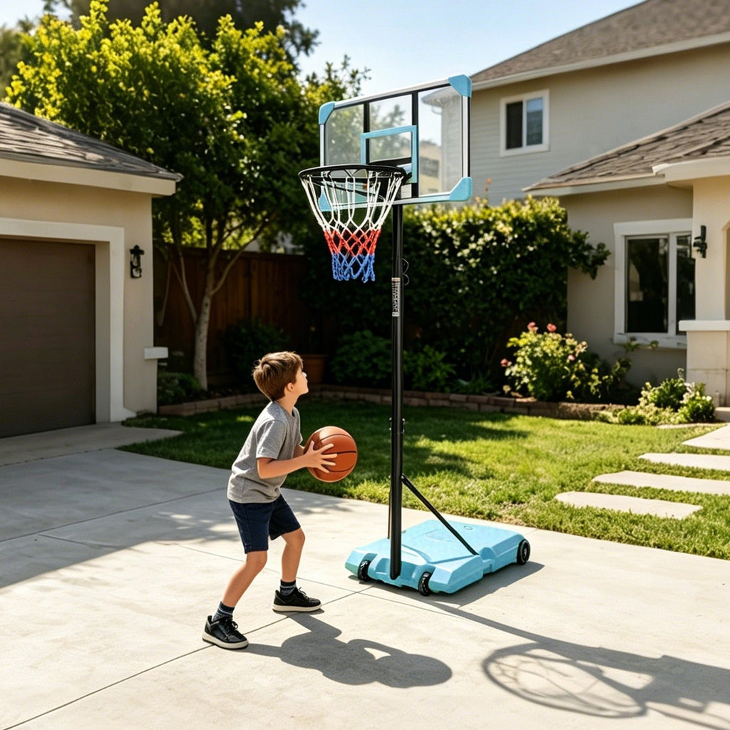 Kids Adjustable Basketball Hoop – Blue or Pink, 5.6–7 ft