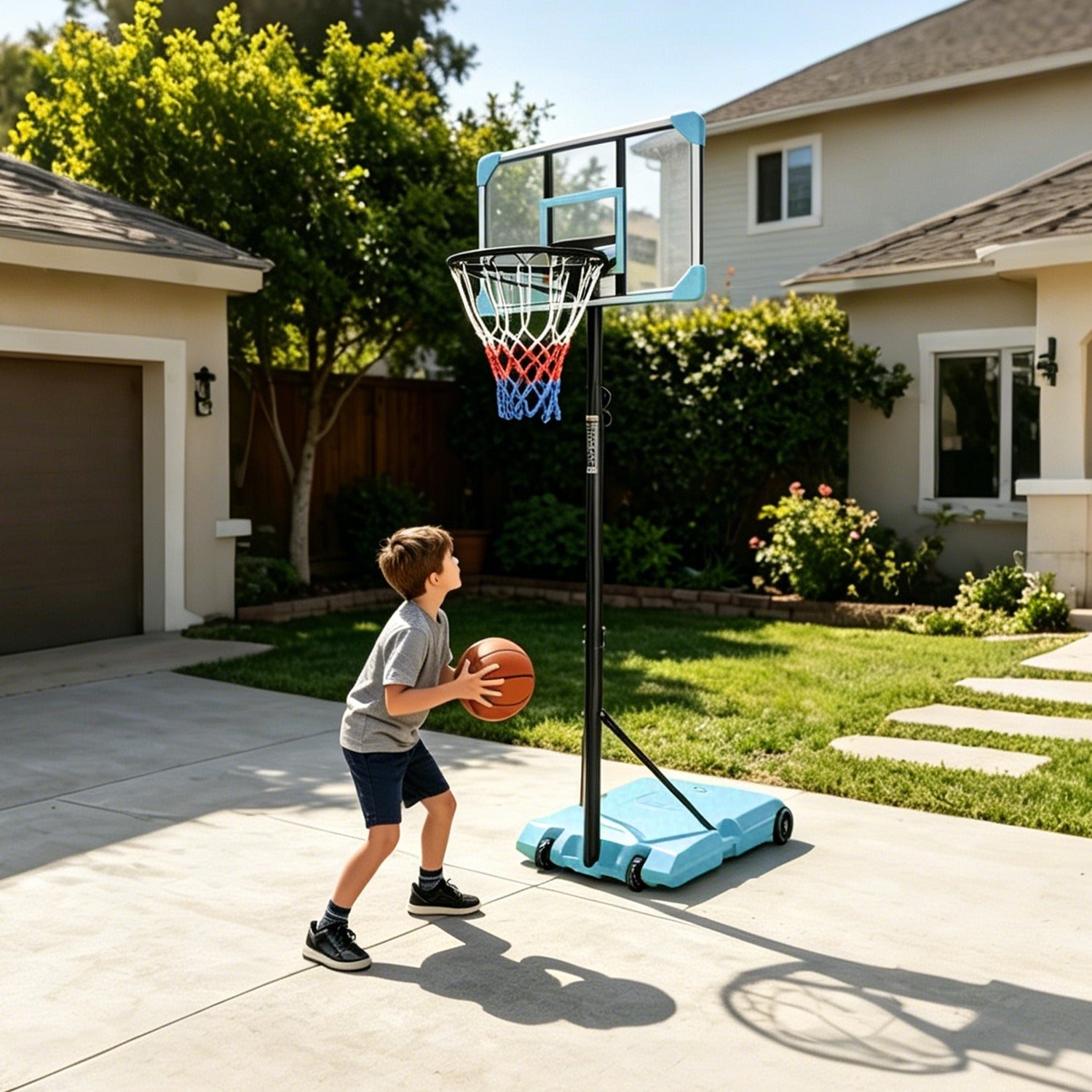 Kids Adjustable Basketball Hoop – Blue or Pink, 5.6–7 ft