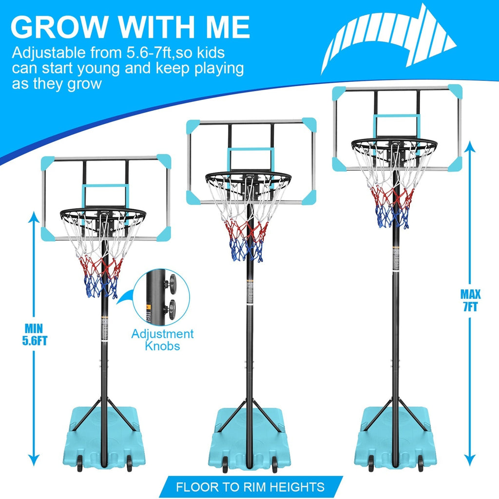 Kids Adjustable Basketball Hoop – Blue or Pink, 5.6–7 ft