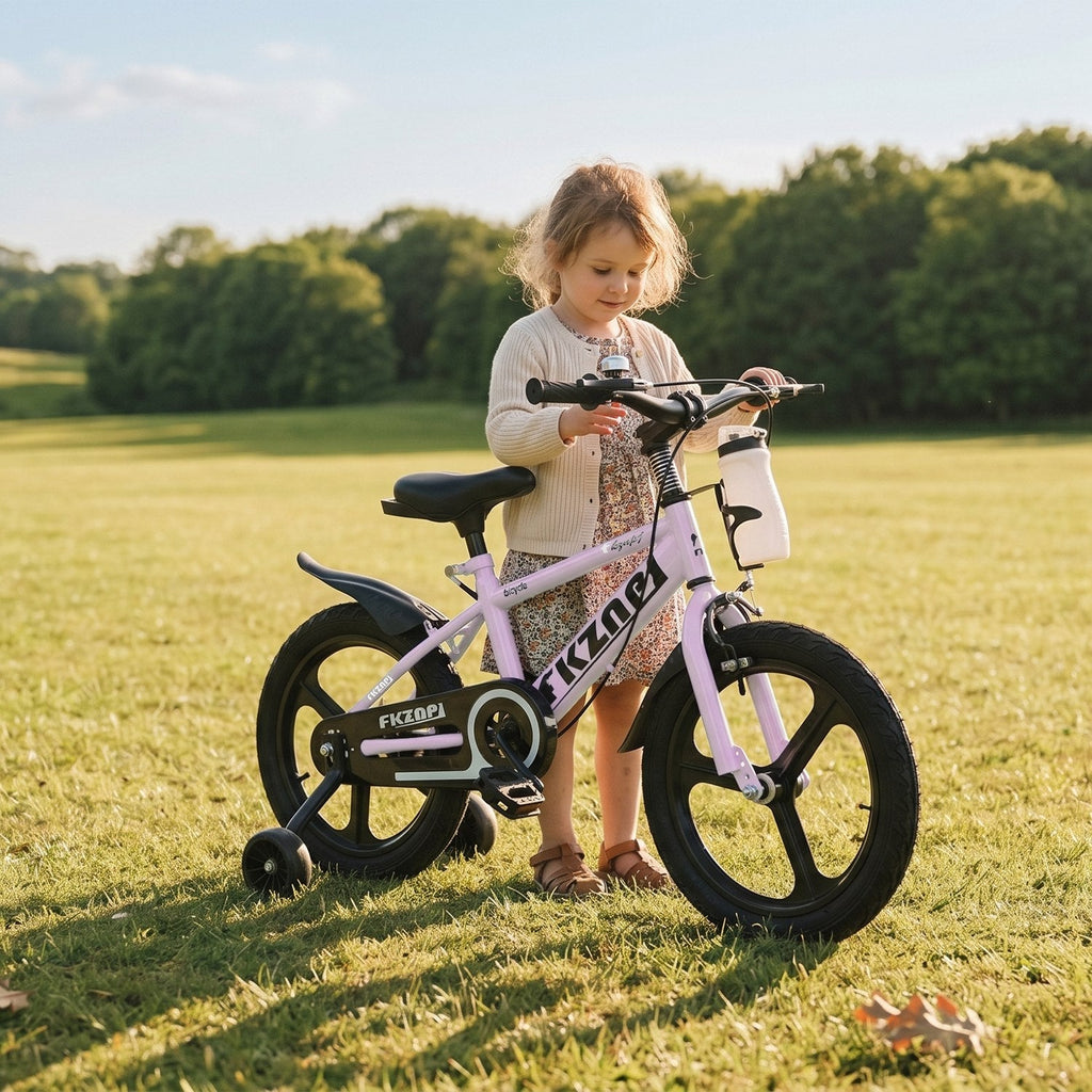 16–18 Inch Kids Bike with Training Wheels – Pink or Purple
