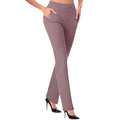DINEVE Women’s High-Waist Stretch Work Pants – Purple
