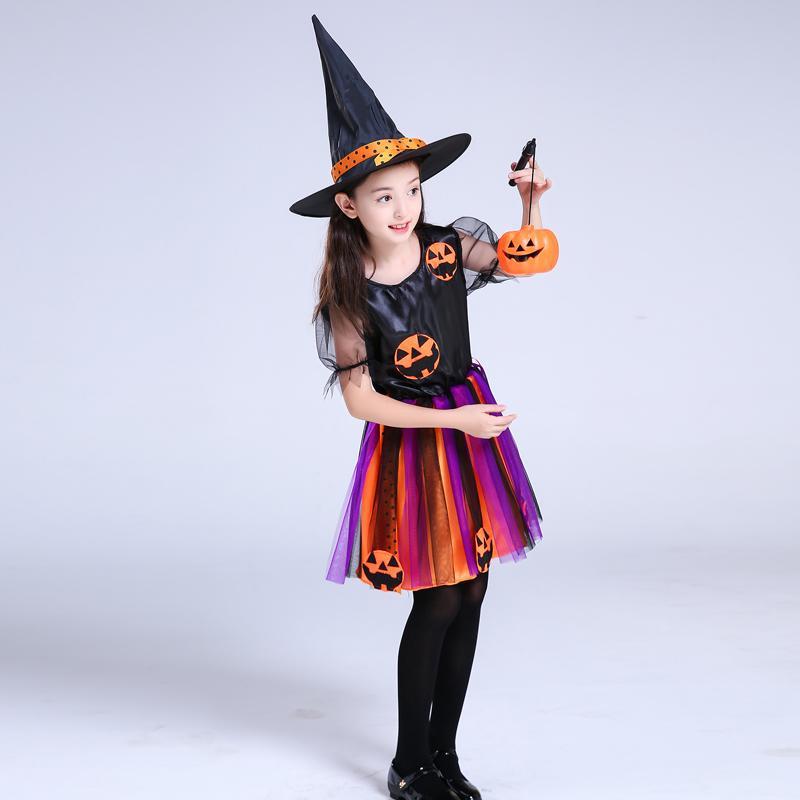 Purple Kids Witch Costume with Hat – Wand Option