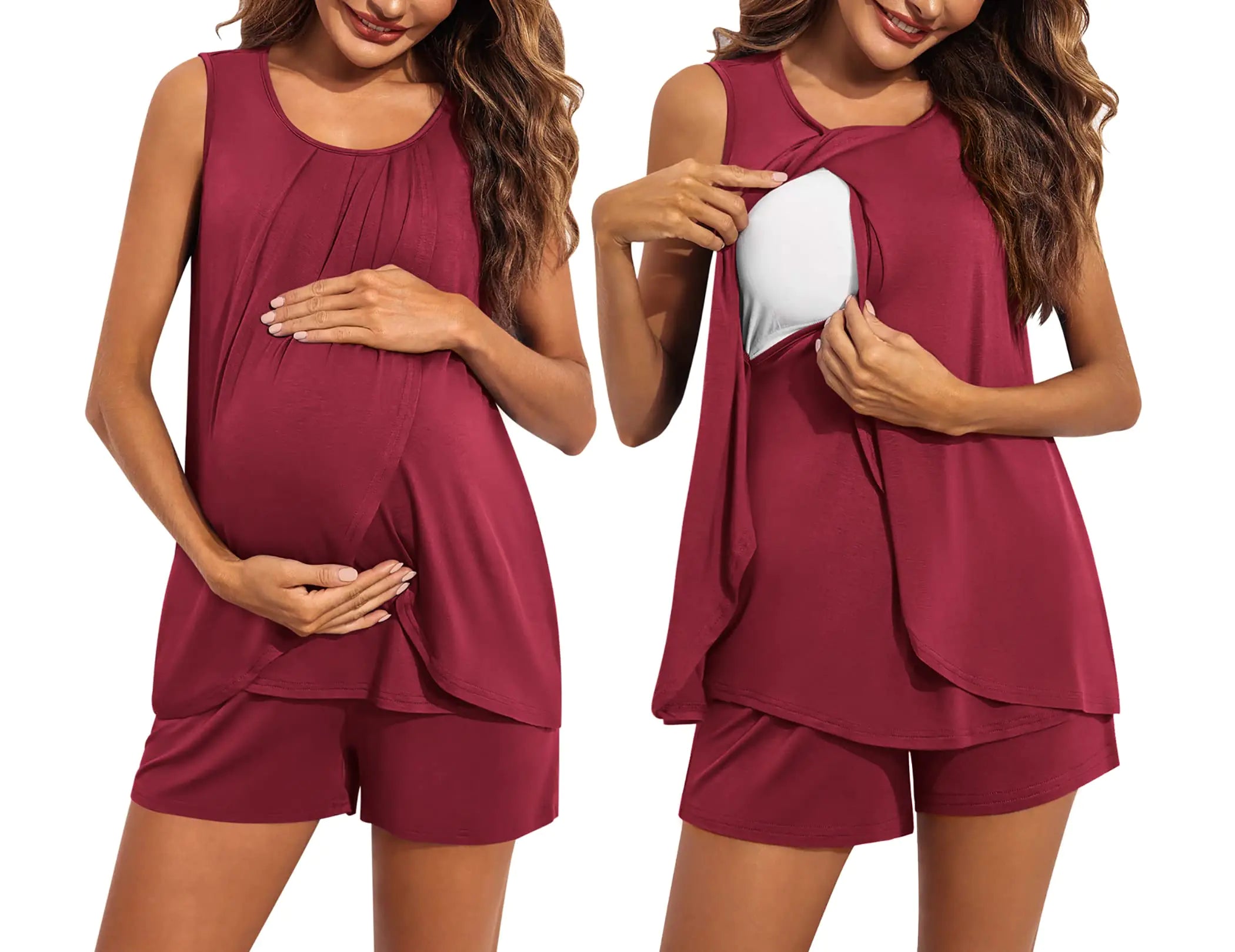 Ekouaer Maternity Nursing Pajama Set