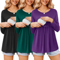 Ekouaer 3-Pack Long-Sleeve Nursing Tops