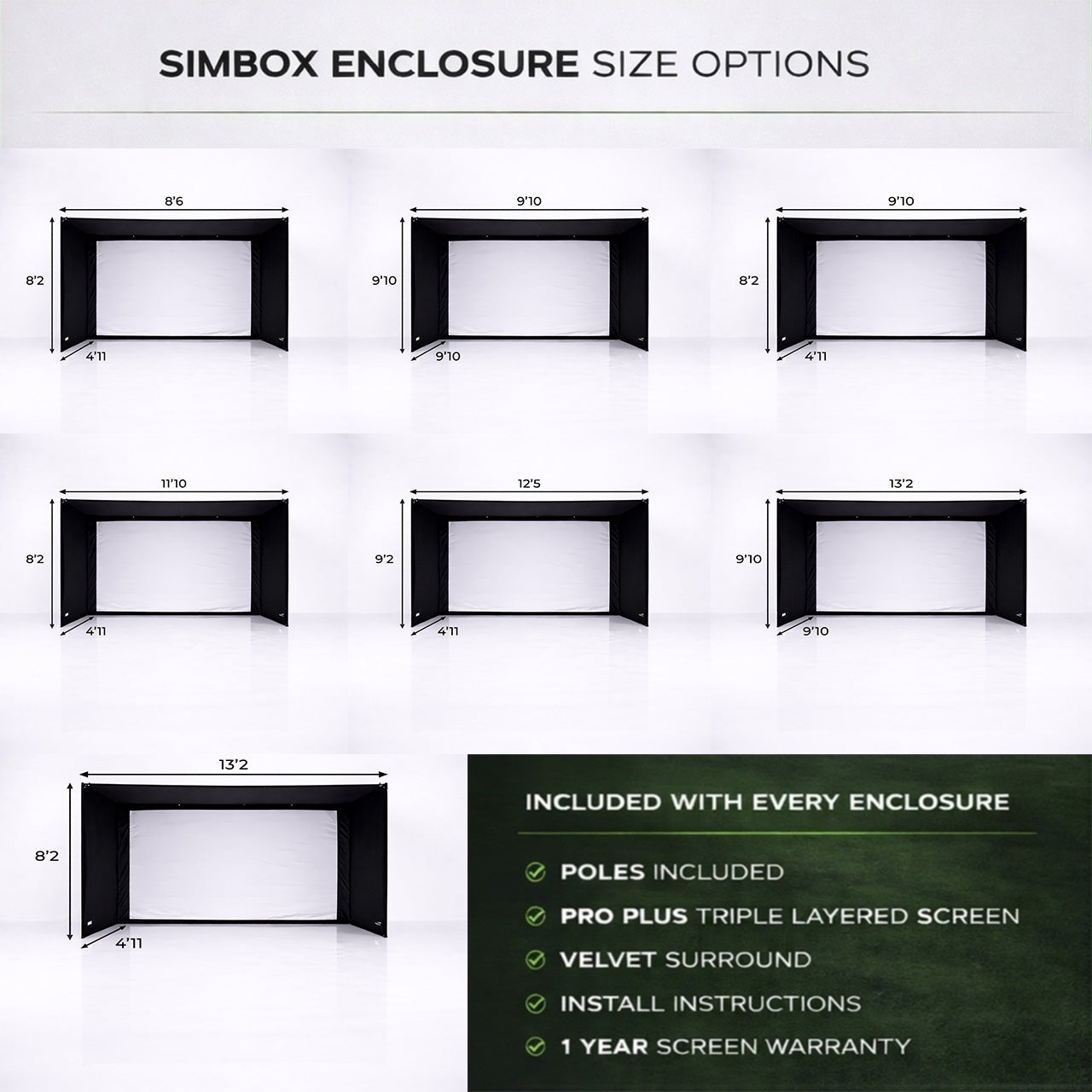 GolfBays SimBox Golf Simulator Enclosure – 7 Sizes