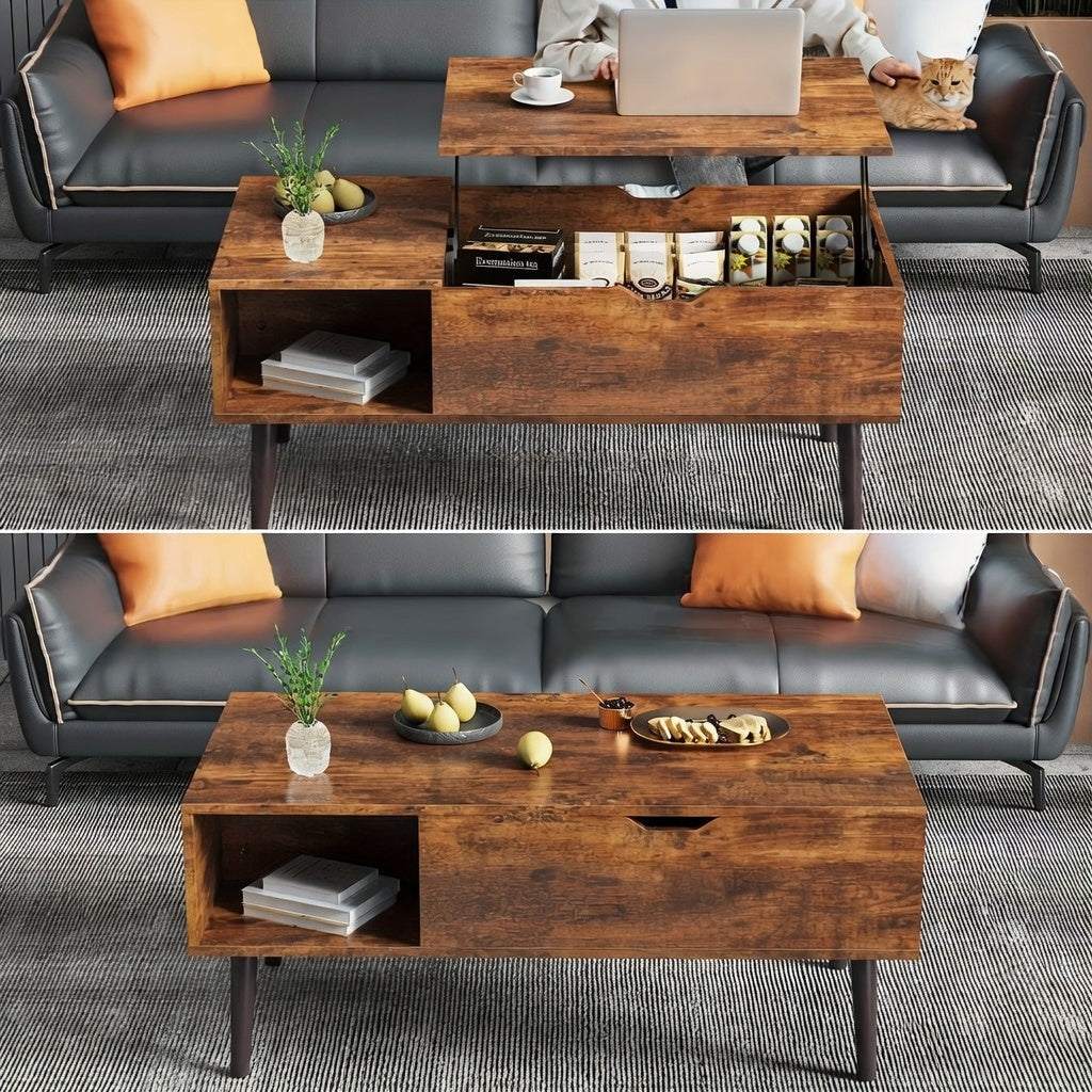 Lift-Top Coffee Table with Hidden Storage
