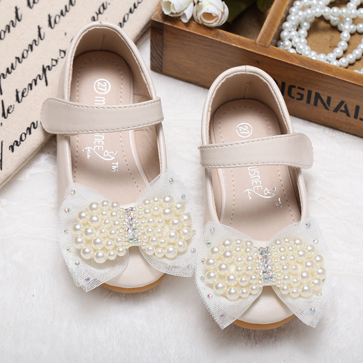 Girls Pearl Bow Dress Shoes – product view 1