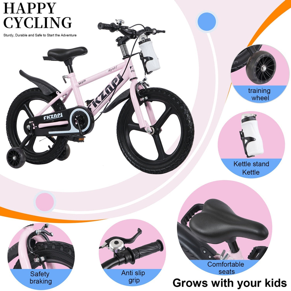 16–18 Inch Kids Bike with Training Wheels – Pink or Purple