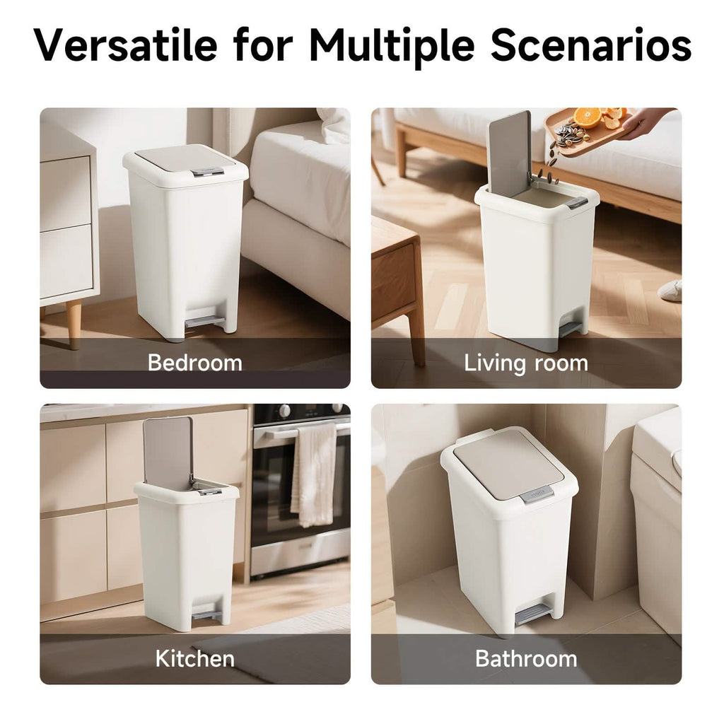 20L Oval Trash Can with Press-Top Lid & Foot Pedal