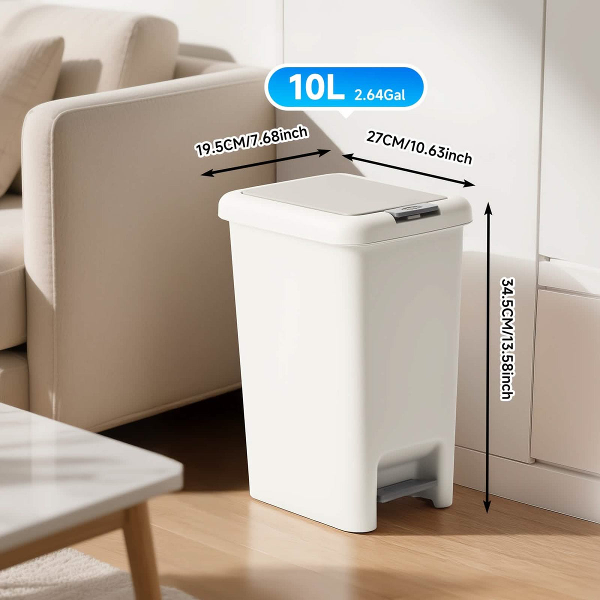 20L Oval Trash Can with Press-Top Lid & Foot Pedal