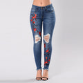Women’s embroidered distressed denim jeans
