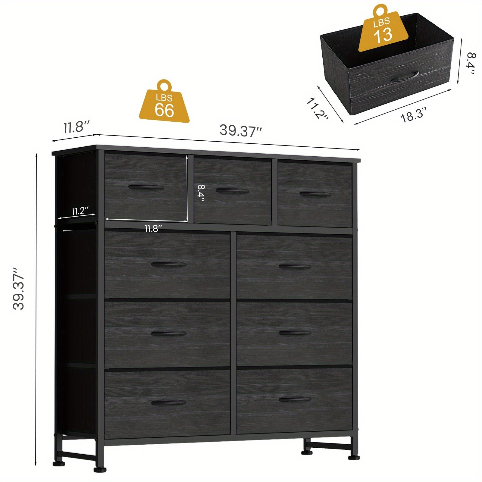 9-Drawer Fabric Storage Dresser