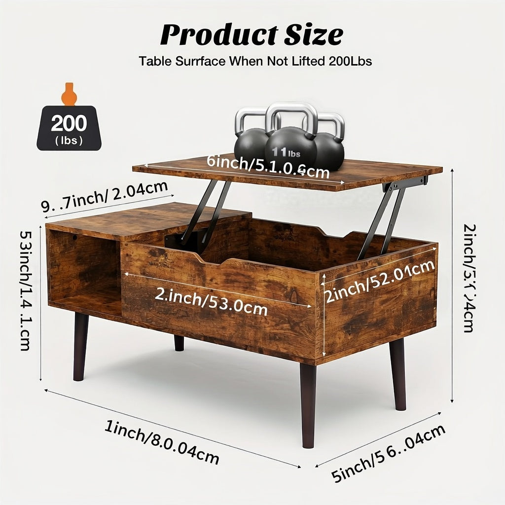 Lift-Top Coffee Table with Hidden Storage