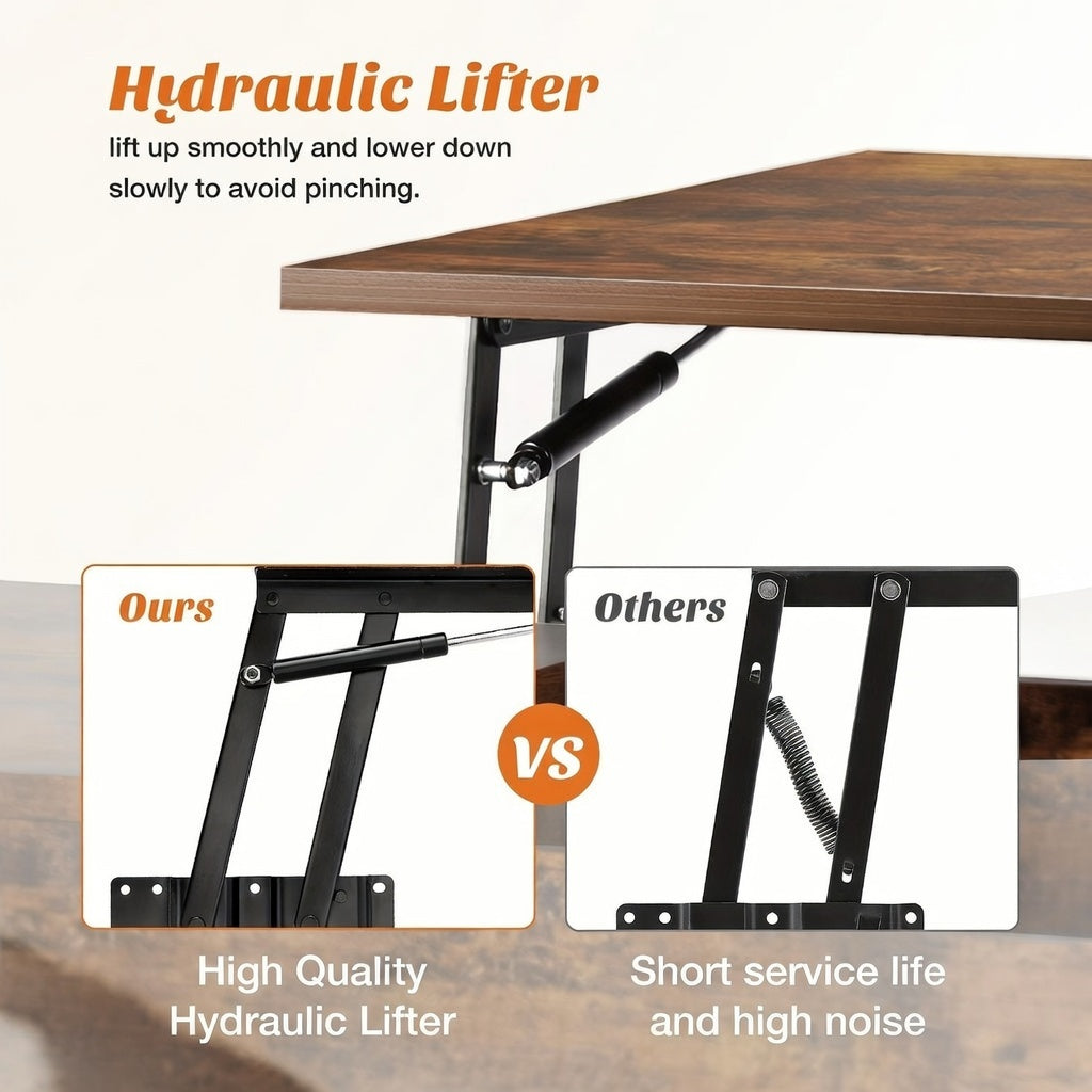 Lift-Top Coffee Table with Hidden Storage