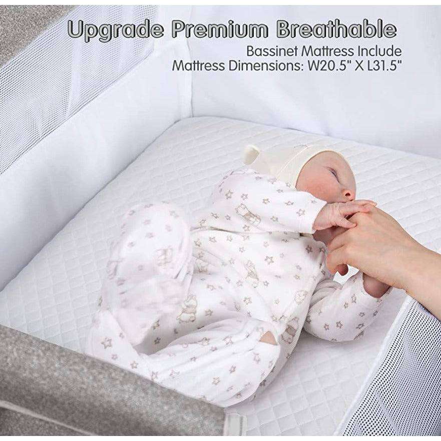 SYCYH Baby Bassinet, Bedside Sleeper for Baby with Comfy Mattress, Adjustable Bedside Crib with 9 Height Positions, Easy to Assemble Bassinets for Baby