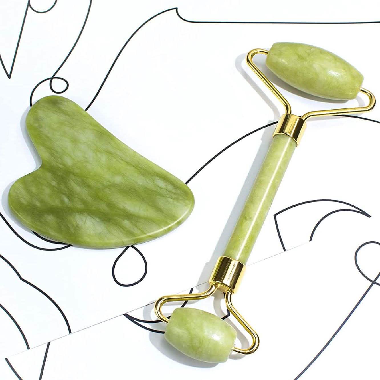 Jade Roller & Gua Sha Facial Massage Set