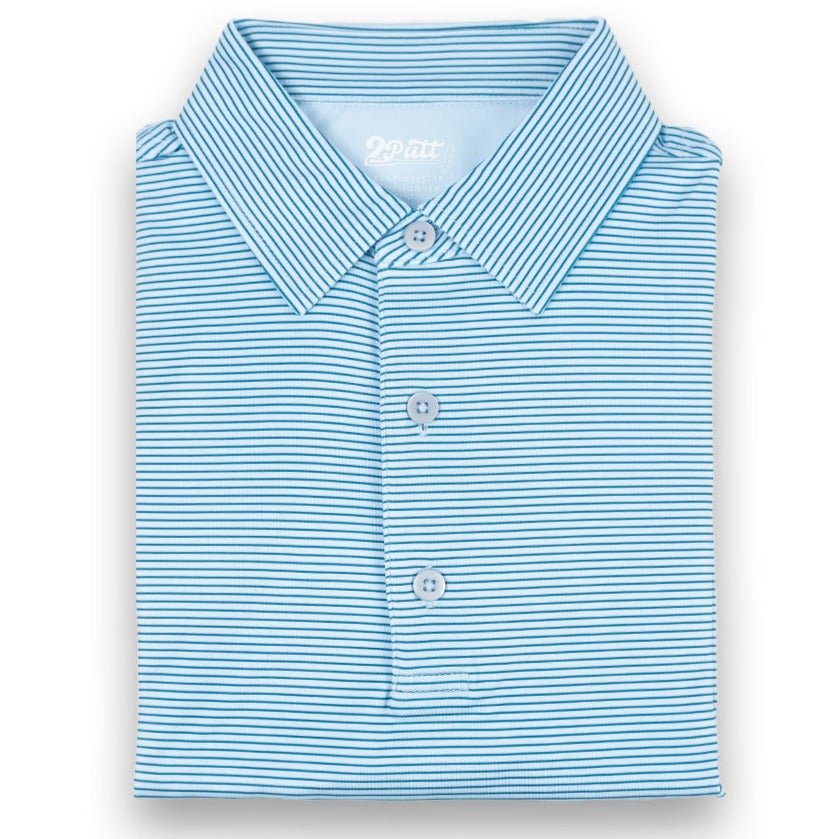 Light Blue Stripe Men’s Golf Polo