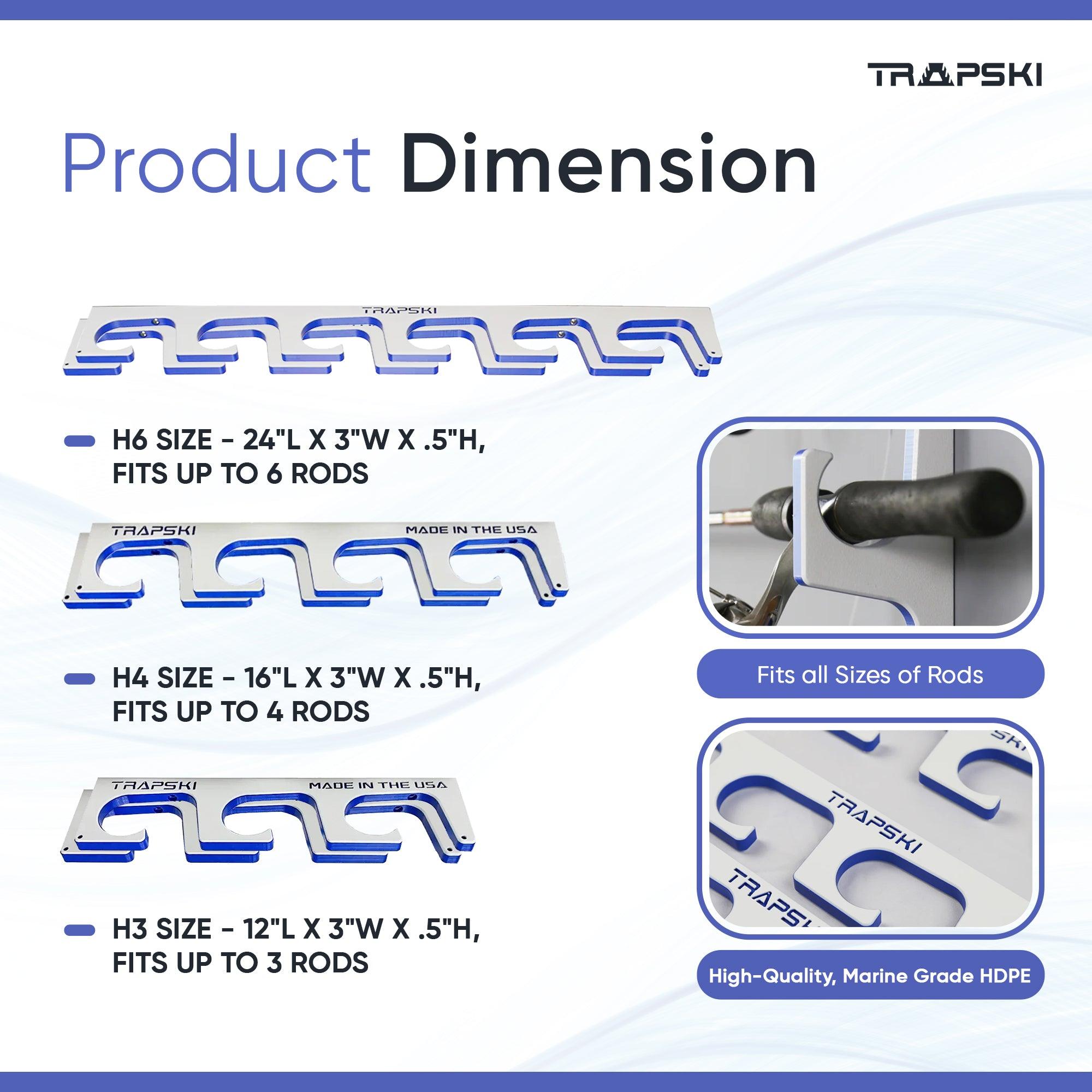 TRAPSKI Premium Fishing Rod Rack – Wall, Ceiling or Boat Mount