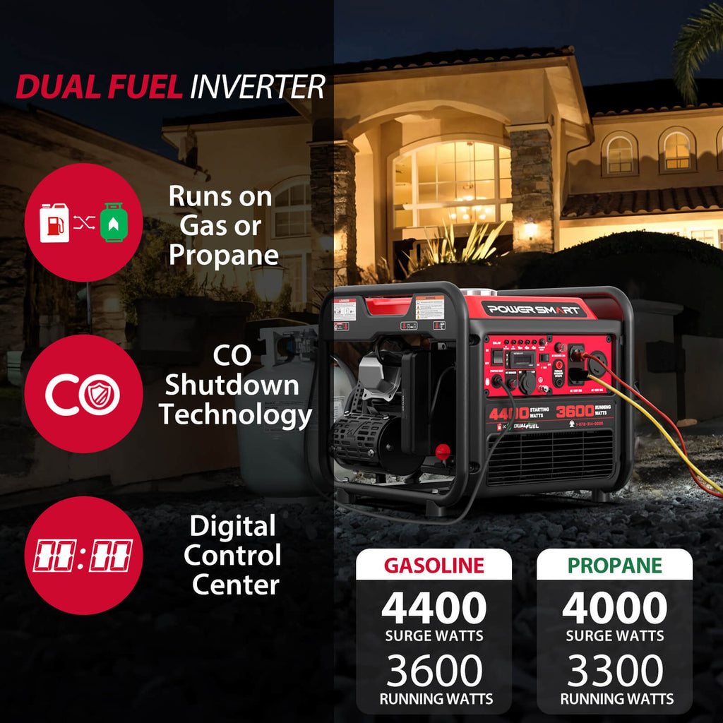 4400W Dual Fuel Inverter Generator w/ CO Alert - MB5040DC