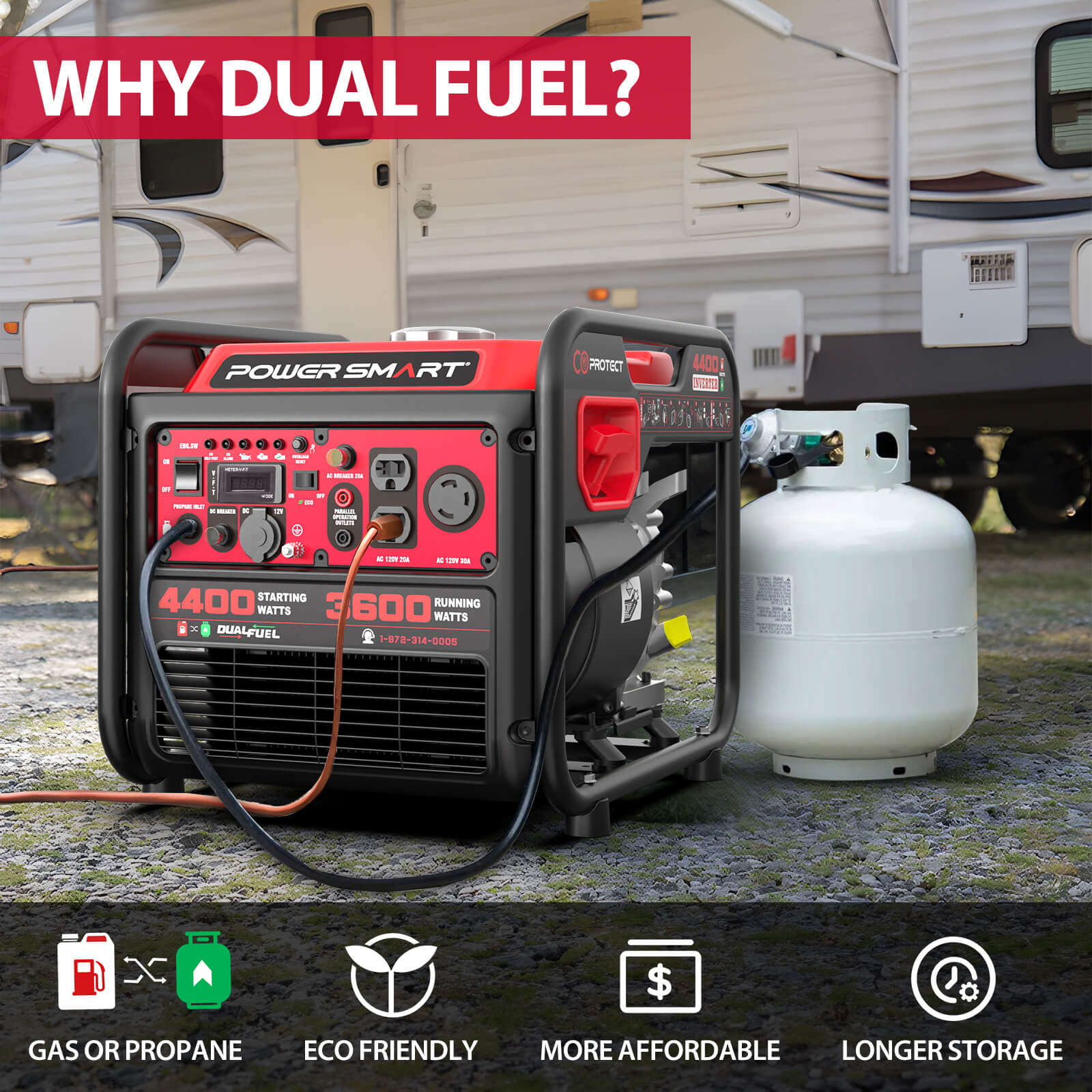 4400W Dual Fuel Inverter Generator w/ CO Alert - MB5040DC