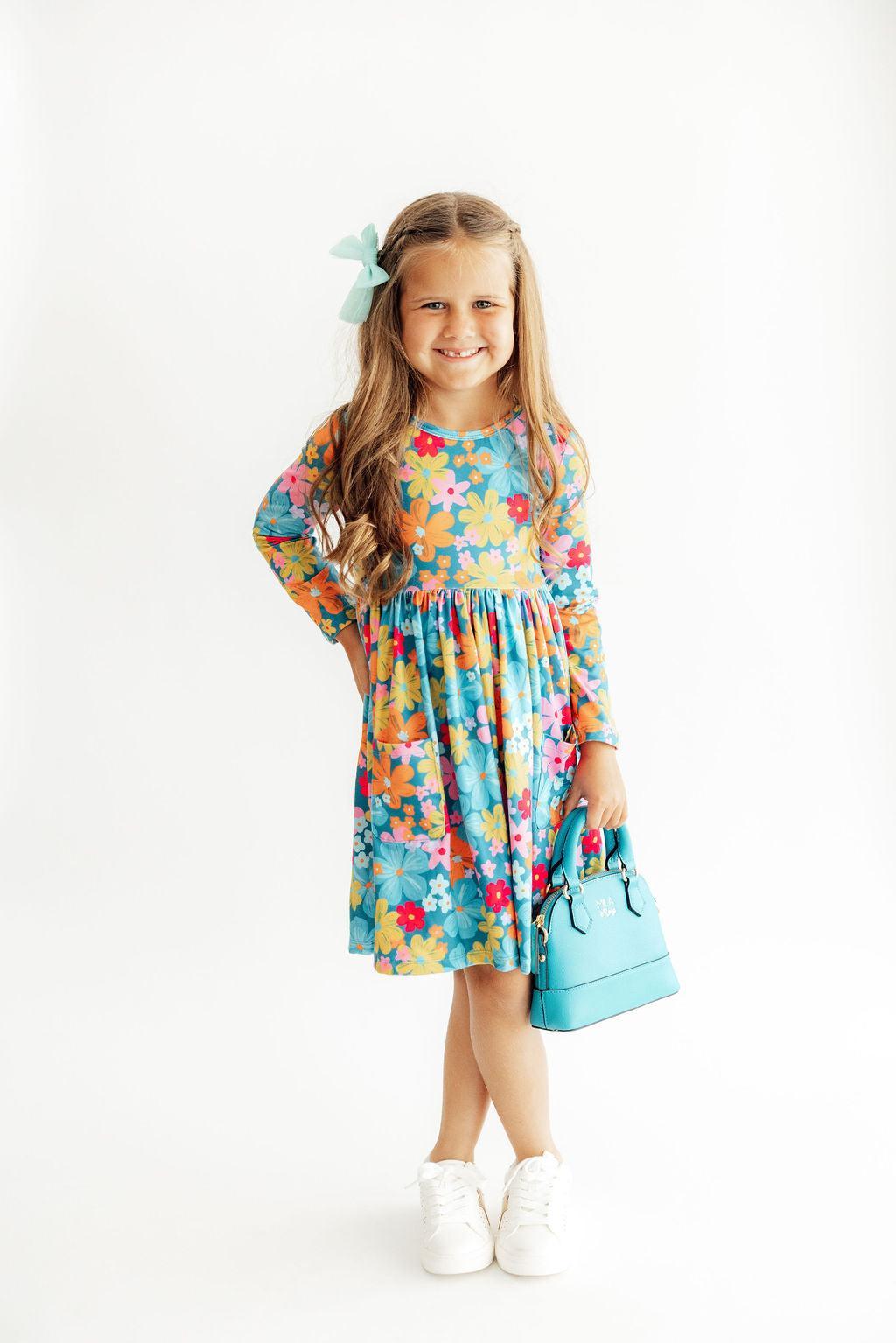 Flower Child Long-Sleeve Pocket Twirl Dress