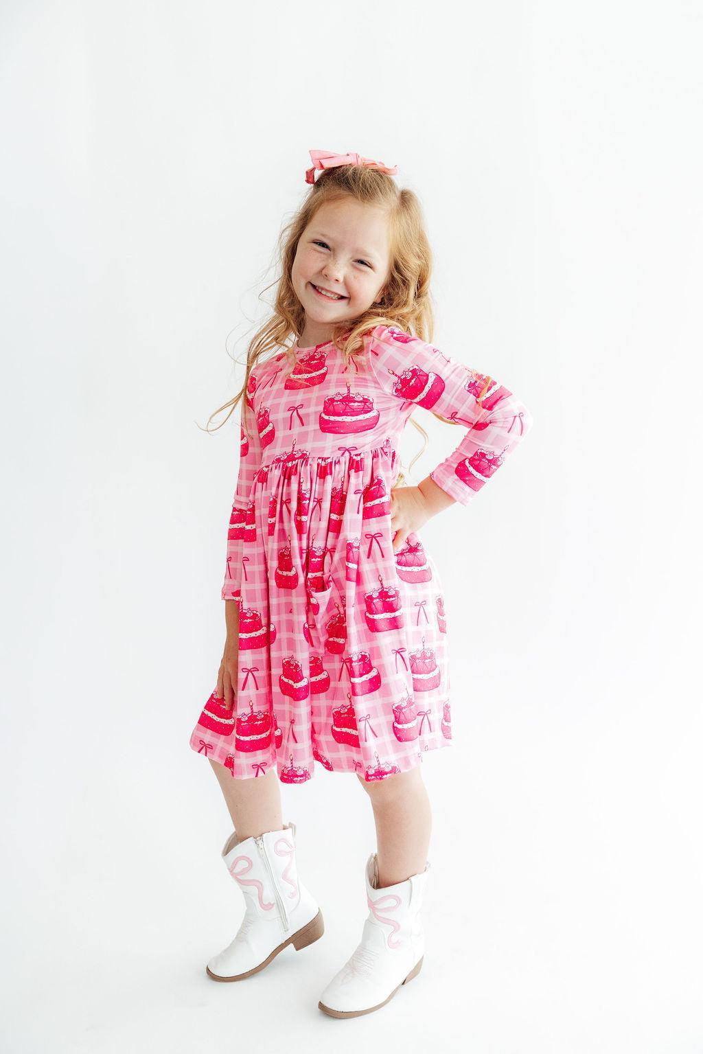 Make a Wish Long-Sleeve Pocket Twirl Dress
