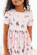 Pink Ranch Hand Short-Sleeve Pocket Twirl Dress