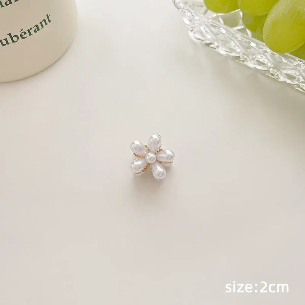 Gold Pearl Rhinestone Mini Hair Clip