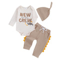 Newborn baby boy dinosaur outfit with pants and hat