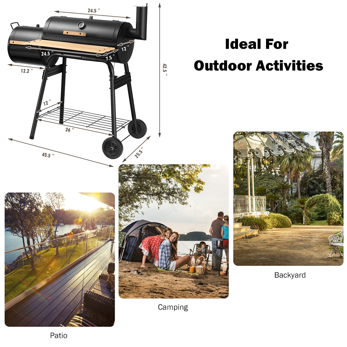Outdoor BBQ Grill with Side Shelf – product view 5