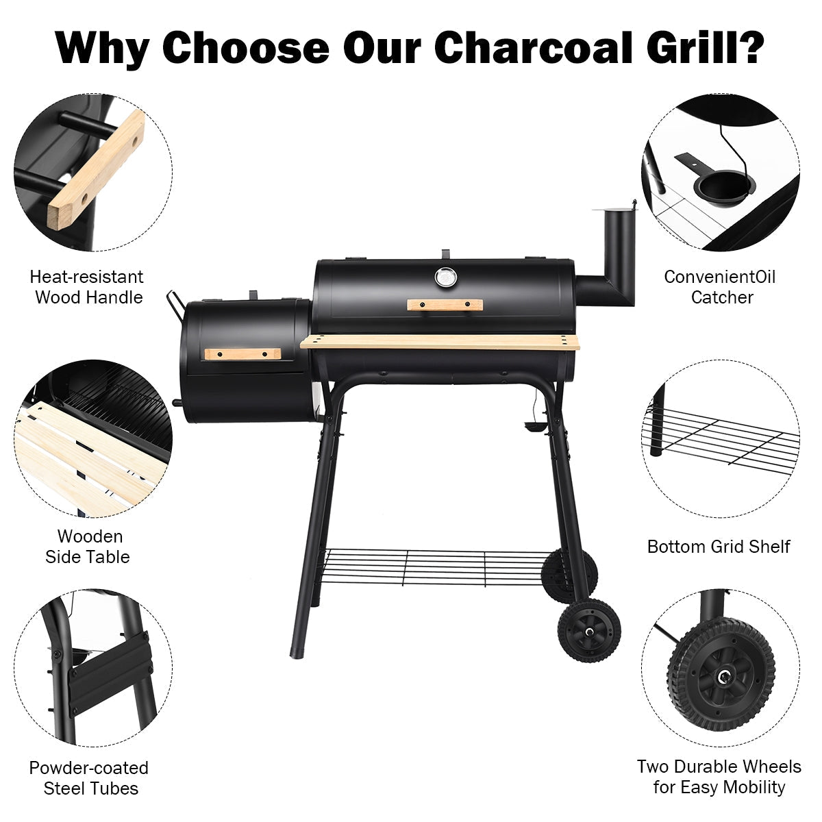 Outdoor BBQ Grill with Side Shelf – product view 7