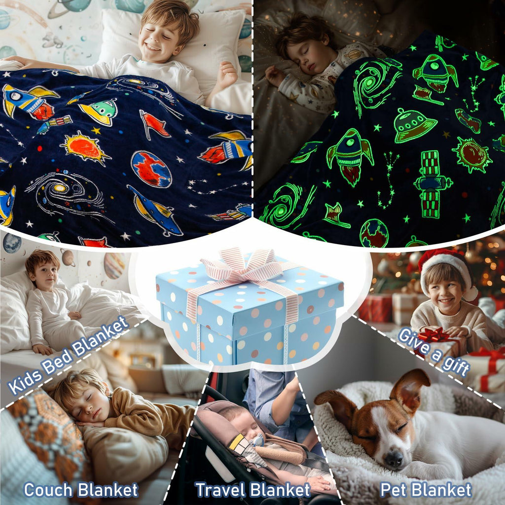 Glow-in-the-Dark Galaxy Throw Blanket – 50 × 60 in
