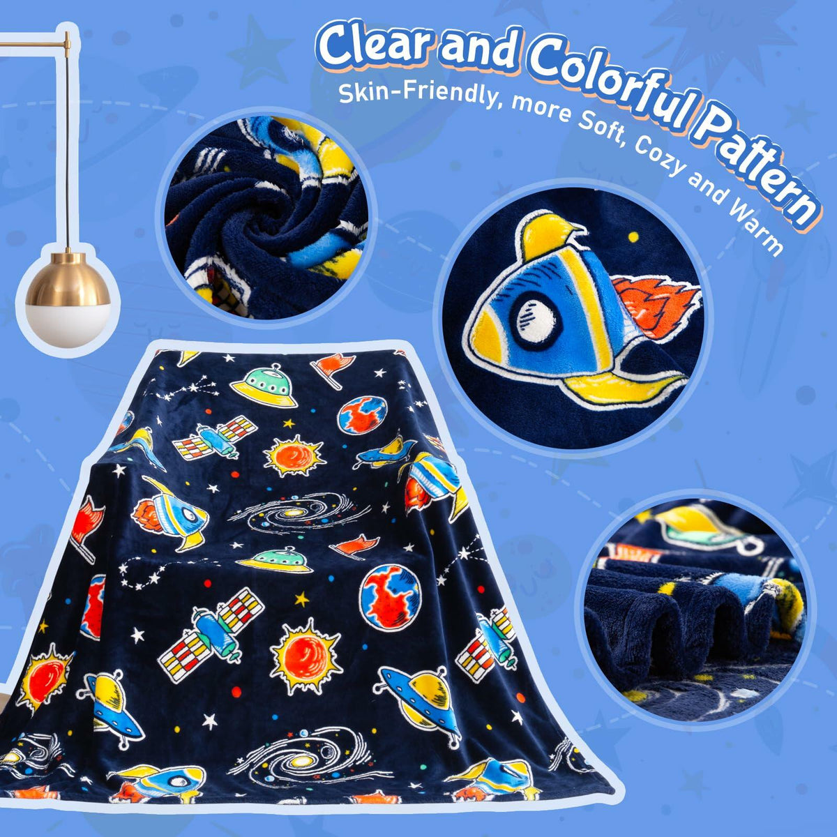 Glow-in-the-Dark Galaxy Throw Blanket – 50 × 60 in