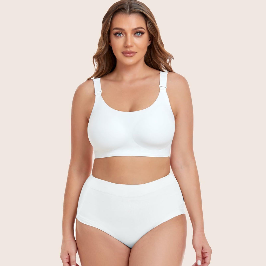 Gailife Seamless Nursing Bra with Extenders – White, Medium