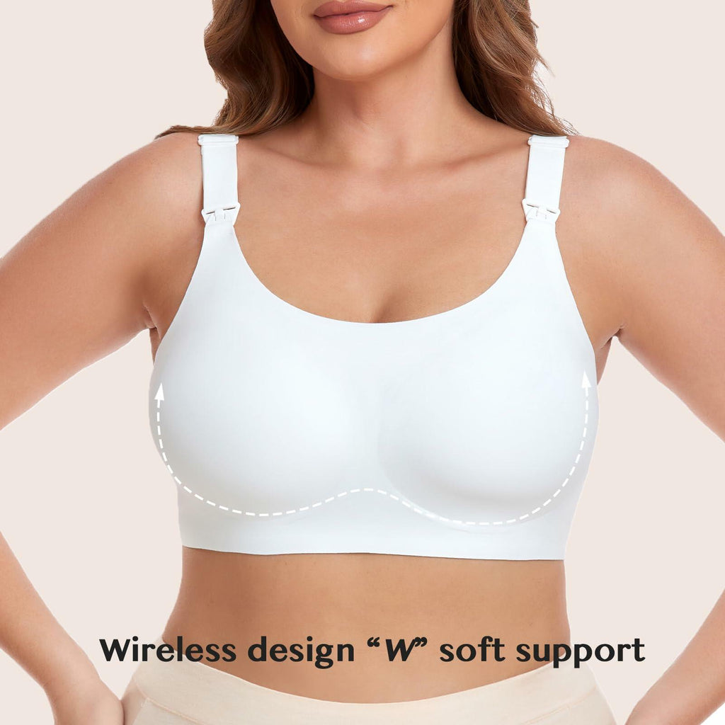 Gailife Seamless Nursing Bra with Extenders – White, Medium