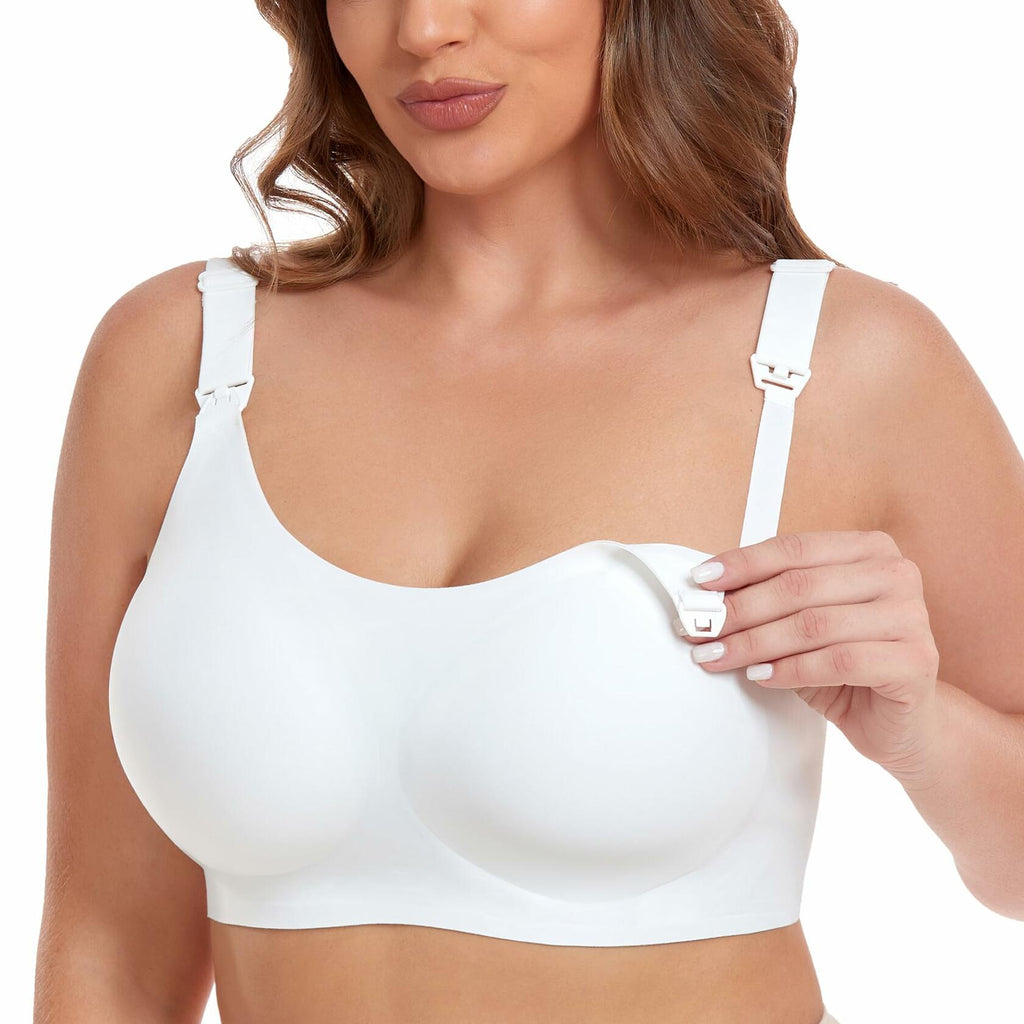 Gailife Seamless Nursing Bra with Extenders – White, Medium
