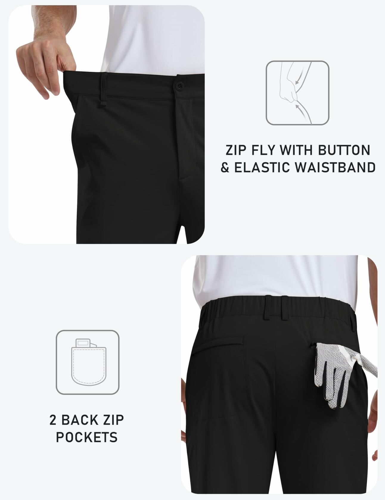 MoFiz Men’s Stretch Golf Pants – Light Khaki product image 3