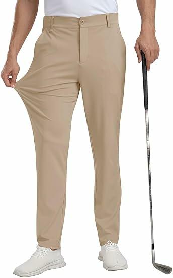 MoFiz Men’s Stretch Golf Pants – Light Khaki